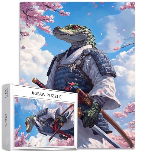 Crocodile Warrior Puzzle für Erwachsene, japanische Samurai-Kunst-Puzzle, herausfordernde Familienaktivitäten, buntes Bastelpuzzle für Heimdekoration, Geschenke, 50,8 x 68,6 cm, 1000 Teile Crocodile Warrior Puzzle für Erwachsene, japanische Samurai-Kunst-Puzzle, herausfordernde Familienaktivitäten, buntes Bastelpuzzle für Heimdekoration, Geschenke, 50,8 x 68,6 cm, 1000 Teile von Generic
