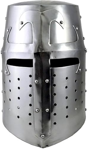 Crusader Armor Helm Tempelritter Rustikale Vintage Heimdekoration Geschenke, groß, Silber von Generic