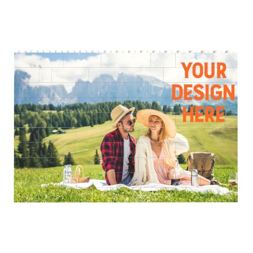 Custom Baustein Block Puzzle Rechteck geformt, Personalisieren ABS Jigsaw Puzzle mit Textmustern Logos Fotos Doppelseitig UV-Druck Geschenk für Valentinstag Mutter Vater Familienfreund von Generic