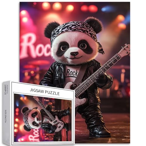 Cute Rock Panda Puzzle für Erwachsene, Cartoon-Stil, Kunst-Puzzle, bunt, DIY-Puzzle, Heimdekoration, Geschenke, Familienpuzzle, perfekt für Spieleabende, 50 x 70 cm, 1000 Teile Cute Rock Panda Puzzle für Erwachsene, Cartoon-Stil, Kunst-Puzzle, bunt, DIY-Puzzle, Heimdekoration, Geschenke, Familienpuzzle, perfekt für Spieleabende, 50 x 70 cm, 1000 Teile von Generic