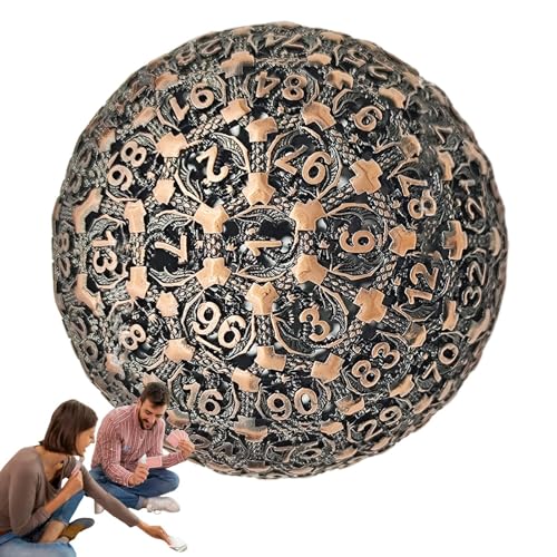 D100 Metallwürfel - 60 g Feste 100 -seitige Würfel, polyedrisches Spiel Die | Ausschnittsdesign, Sammlerspiele für Rollenspiele, Board- und Tabletop-Abenteuer für ernsthafte Gamer-Enthusiasten von Generic