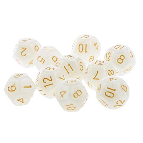 D12-Würfel-Set für D&D-Rollenspiele, Weiß, 10 Stück von Generic