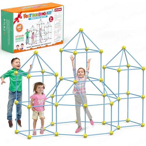 DIY Bauspielzeug, 140 PCS Höhle Bauen Kinder Konstruktionsspielzeug, Crazy Forts Zelt Spielzeug, Lernspielzeug Geschenk für Junge & Mädchen 4+ Jahre - Blue von Generic