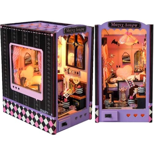 DIY Book Nook Kit für Erwachsene, Miniatur-Puppenhaus-Bücherecke-Set, 3D-Holzpuzzle mit LED-Leuchten, für Die Dekoration Der Hausbibliothek DIY Book Nook Kit für Erwachsene, Miniatur-Puppenhaus-Bücherecke-Set, 3D-Holzpuzzle mit LED-Leuchten, für Die Dekoration Der Hausbibliothek von Generic