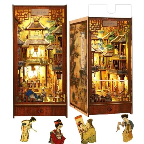 DIY Book Nook Kits für Erwachsene, Booknook Bücherregal-Einsatz Decor Alley, Buchstützen-Modellbausatz mit LED-Licht, Traditionelle Chinesische Kultur von Generic
