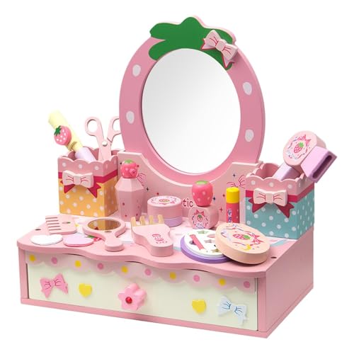 DIY-Make-up-Set – 14-teiliges Fantasie-Kosmetik-Set für Mädchen mit Spiegel-Friseur-Spielzeug | Schminktisch-Set für Mädchen mit Spiegel, Schminktisch für Kinder, Spiel von Generic
