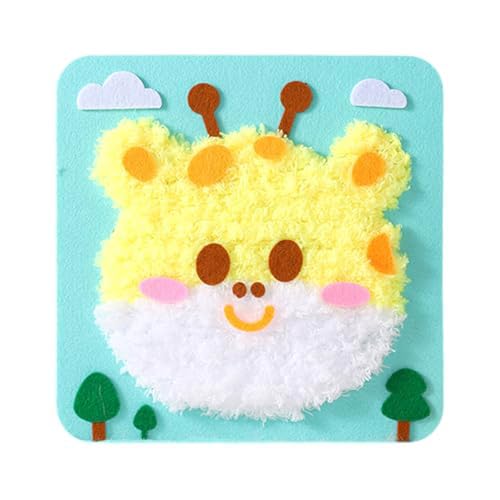 DIY-Stickerei-Puppenset für Kinder, Näh- und Bastelset, leicht durchzuführende Cartoon-Tier-Nähprojekte, Garnbrett, Tiere, Aufkleber, praktische Aktivitäten, 1 Stück Nby100 (Mint Green, A) von Generic