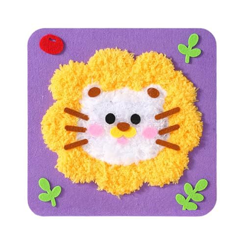 DIY-Stickerei-Puppenset für Kinder, Näh- und Bastelset, leicht durchzuführende Cartoon-Tier-Nähprojekte, Garnbrett, Tiere, Aufkleber, praktische Aktivitäten, 1 Stück Nby100 (Purple, A) von Generic