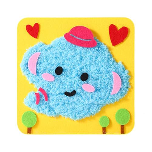 DIY-Stickerei-Puppenset für Kinder, Näh- und Bastelset, leicht durchzuführende Cartoon-Tier-Nähprojekte, Garnbrett, Tiere, Aufkleber, praktische Aktivitäten, 1 Stück Nby100 (Yellow, A) von Generic