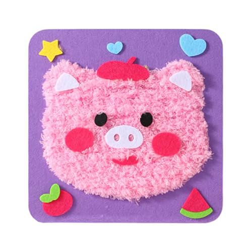 DIY-Stickerei-Puppenset für Kinder, Näh- und Bastelset, leicht durchzuführende Cartoon-Tier-Nähprojekte, Garnbrett, Tiere, Aufkleber, praktische Aktivitäten, 1 Stück Nby101 (Purple, A) von Generic
