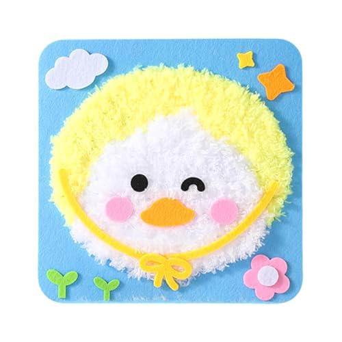 DIY-Stickerei-Puppenset für Kinder, Näh- und Bastelset, leicht durchzuführende Cartoon-Tier-Nähprojekte, Garnbrett, Tiere, Aufkleber, praktische Aktivitäten, 1 Stück Nby101 (Sky Blue, A) von Generic