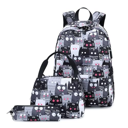 DREI-teilige lässige gedruckte Rucksack, Mädchen Schultasche, Computer Tasche(A) von Generic