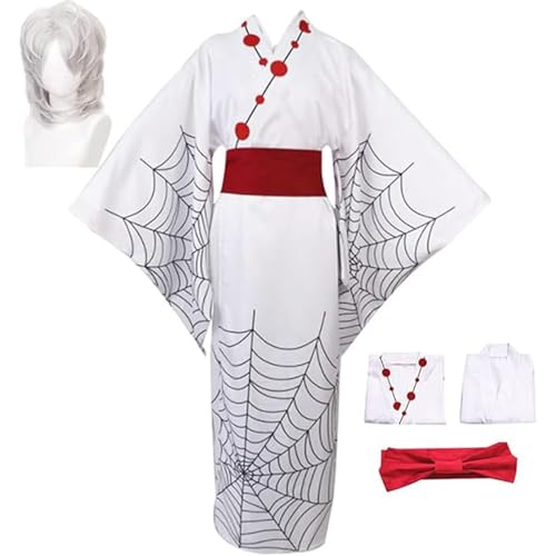 Damen Anime Cosplay Kostüm Für Rui Kimono Outfit Halloween Uniform Mit Perücke (Weiß,XL) von Generic