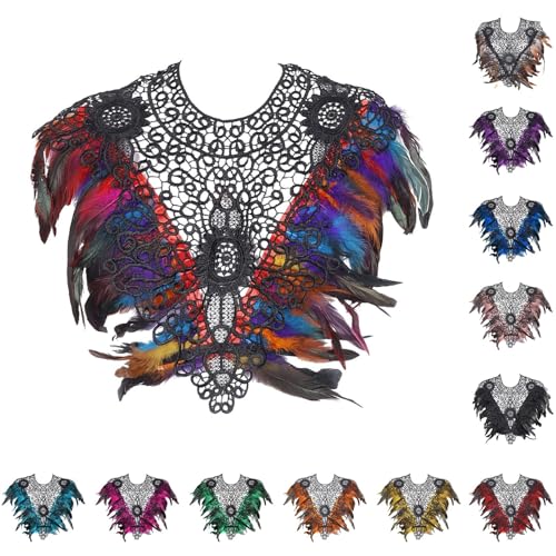 Damen Federumhang, 1 Stk Vogel Federschal Cape, Vintage Pfau Spitze Schal Umhänge, Schulterumhang Cape Gothic Federboa Kostüm, Samba Kostüm für Karneval Halloween Maskerade Party Damen Federumhang, 1 Stk Vogel Federschal Cape, Vintage Pfau Spitze Schal Umhänge, Schulterumhang Cape Gothic Federboa Kostüm, Samba Kostüm für Karneval Halloween Maskerade Party von Generic
