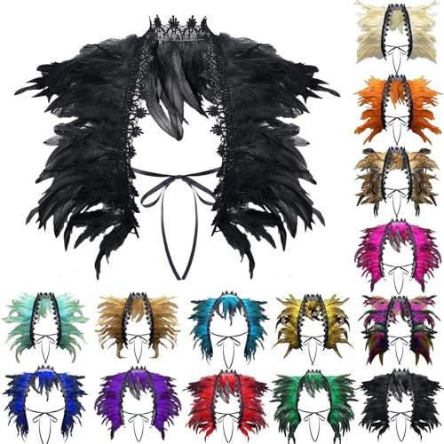 Damen Federumhang, 1 Stk Vogel Lange Federschal Cape, Vintage Pfau Spitze Schal Umhänge, Schulterumhang Cape Gothic Federboa Samba Kostüm für Karneval Halloween Maskerade Partys Laufstege Damen Federumhang, 1 Stk Vogel Lange Federschal Cape, Vintage Pfau Spitze Schal Umhänge, Schulterumhang Cape Gothic Federboa Samba Kostüm für Karneval Halloween Maskerade Partys Laufstege von Generic