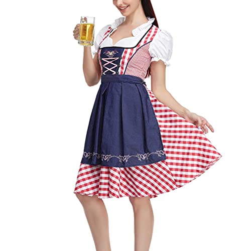 Damen Halloween Kürbis Deutsches Oktoberfest Kleid Leicht Klassisch Dirndl Kleider Frauen Trachten von Generic