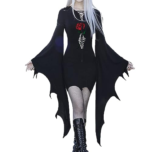 Damen Halloween Retro Mittelalter Hexenkleid mit ausgestellten Ärmeln Viktorianische Renaissance Kapuze Gothic Langes Kleid Halloween Party Cosplay Kostüme Outfit Halloween Costume Damen Damen Halloween Retro Mittelalter Hexenkleid mit ausgestellten Ärmeln Viktorianische Renaissance Kapuze Gothic Langes Kleid Halloween Party Cosplay Kostüme Outfit Halloween Costume Damen von Generic