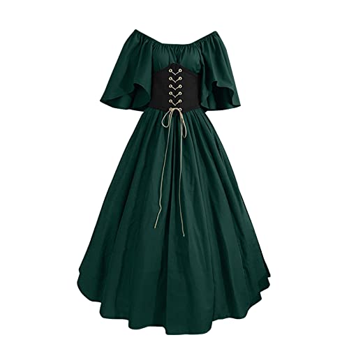 Damen Kleid Mittelalter Renaissance Kleid Cosplay Dress Kurzarm Viktorianische Gothic Kleidung Große Größen Karneval Kostüm Kurzarm Trompetenärmel Schulterfreies Halloween Kleid S-5XL Damen Kleid Mittelalter Renaissance Kleid Cosplay Dress Kurzarm Viktorianische Gothic Kleidung Große Größen Karneval Kostüm Kurzarm Trompetenärmel Schulterfreies Halloween Kleid S-5XL von Generic