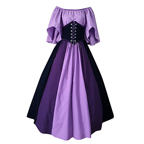 Damen Kleid Mittelalter Renaissance Kleid Cosplay Dress Kurzarm Viktorianische Gothic Kleidung Große Größen Karneval Kostüm Kurzarm Trompetenärmel Schulterfreies Halloween Kleid S-5XL Damen Kleid Mittelalter Renaissance Kleid Cosplay Dress Kurzarm Viktorianische Gothic Kleidung Große Größen Karneval Kostüm Kurzarm Trompetenärmel Schulterfreies Halloween Kleid S-5XL von Generic