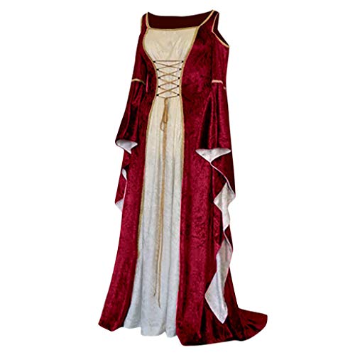 Damen Mittelalter Kleid mit Trompetenärmel, Mittelalterliche Viktorianischen Königin Kleider Renaissance Gotisch Karneval Halloween Party Prinzessin Kostüm Damen Mittelalter Kleid mit Trompetenärmel, Mittelalterliche Viktorianischen Königin Kleider Renaissance Gotisch Karneval Halloween Party Prinzessin Kostüm von Generic