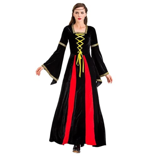 Damen Mittelalter Kostüm Europäisches Langes Kleid Halloween Retro Drama Performance Cosplay Outfit Elegante Kleidung von Generic