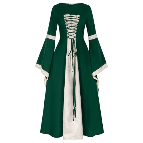 Damen Mittelalterliche Kleid mit Trompetenärmel, Mittelalter Viktorianischen Kleider Renaissance Gotisch Maxikleid Karneval Party Prinzessin Kostüm Damen Mittelalterliche Kleid mit Trompetenärmel, Mittelalter Viktorianischen Kleider Renaissance Gotisch Maxikleid Karneval Party Prinzessin Kostüm von Generic