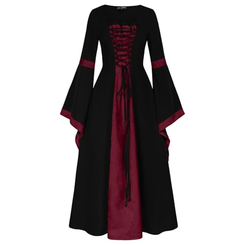Damen Mittelalterliche Kleid mit Trompetenärmel, Mittelalter Viktorianischen Kleider Renaissance Gotisch Maxikleid Karneval Party Prinzessin Kostüm Damen Mittelalterliche Kleid mit Trompetenärmel, Mittelalter Viktorianischen Kleider Renaissance Gotisch Maxikleid Karneval Party Prinzessin Kostüm von Generic