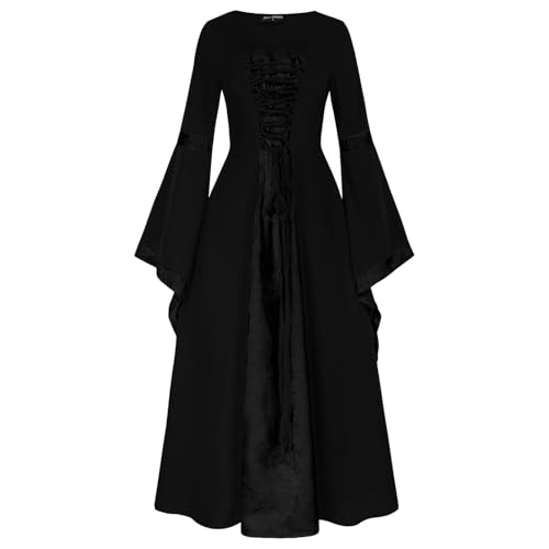 Damen Mittelalterliche Kleid mit Trompetenärmel, Mittelalter Viktorianischen Kleider Renaissance Gotisch Maxikleid Karneval Party Prinzessin Kostüm Damen Mittelalterliche Kleid mit Trompetenärmel, Mittelalter Viktorianischen Kleider Renaissance Gotisch Maxikleid Karneval Party Prinzessin Kostüm von Generic