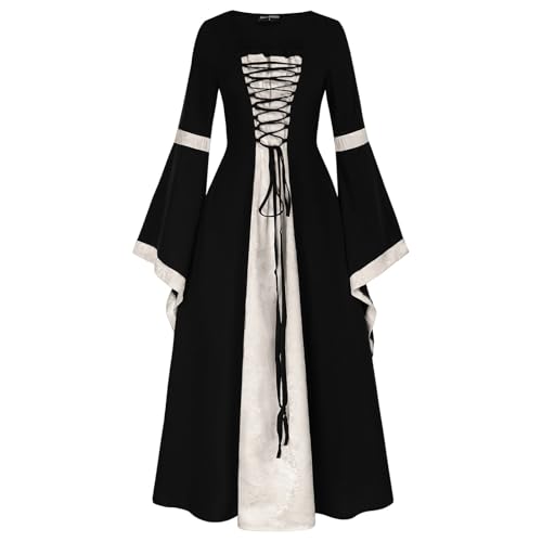 Damen Mittelalterliche Kleid mit Trompetenärmel, Mittelalter Viktorianischen Kleider Renaissance Gotisch Maxikleid Karneval Party Prinzessin Kostüm Damen Mittelalterliche Kleid mit Trompetenärmel, Mittelalter Viktorianischen Kleider Renaissance Gotisch Maxikleid Karneval Party Prinzessin Kostüm von Generic