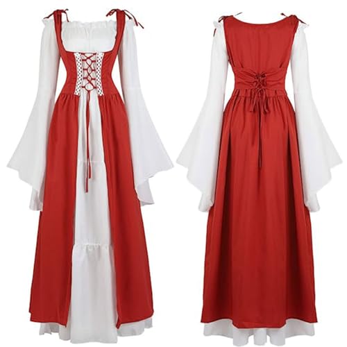 Damen Mittelalterliche Kleid mit Trompetenärmel, Mittelalter Viktorianischen Königin Kleider Renaissance Gotisch Maxikleid Karneval Halloween Party Prinzessin Kostüm Kleid Halloween Damen Mittelalterliche Kleid mit Trompetenärmel, Mittelalter Viktorianischen Königin Kleider Renaissance Gotisch Maxikleid Karneval Halloween Party Prinzessin Kostüm Kleid Halloween von Generic