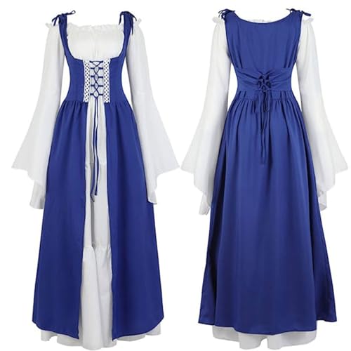 Damen Mittelalterliche Kleid mit Trompetenärmel, Mittelalter Viktorianischen Königin Kleider Renaissance Gotisch Maxikleid Karneval Halloween Party Prinzessin Kostüm Kleid Halloween Damen Mittelalterliche Kleid mit Trompetenärmel, Mittelalter Viktorianischen Königin Kleider Renaissance Gotisch Maxikleid Karneval Halloween Party Prinzessin Kostüm Kleid Halloween von Generic