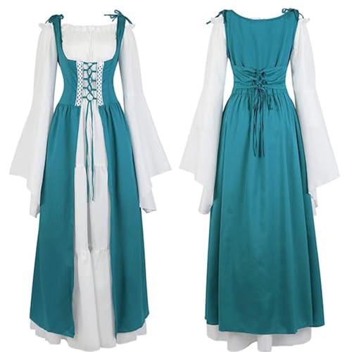 Damen Mittelalterliche Kleid mit Trompetenärmel, Mittelalter Viktorianischen Königin Kleider Renaissance Gotisch Maxikleid Karneval Halloween Party Prinzessin Kostüm Kleid Halloween Damen Mittelalterliche Kleid mit Trompetenärmel, Mittelalter Viktorianischen Königin Kleider Renaissance Gotisch Maxikleid Karneval Halloween Party Prinzessin Kostüm Kleid Halloween von Generic