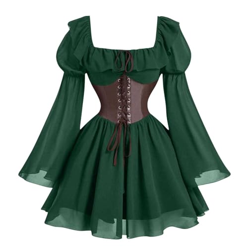 Damen Mittelalterliche Kleid mit Trompetenärmel, Mittelalter Viktorianischen Königin Kleider Renaissance Gotisch Maxikleid Karneval Halloween Party Prinzessin Kostüm Kostüm Halloween Damen Mittelalterliche Kleid mit Trompetenärmel, Mittelalter Viktorianischen Königin Kleider Renaissance Gotisch Maxikleid Karneval Halloween Party Prinzessin Kostüm Kostüm Halloween von Generic
