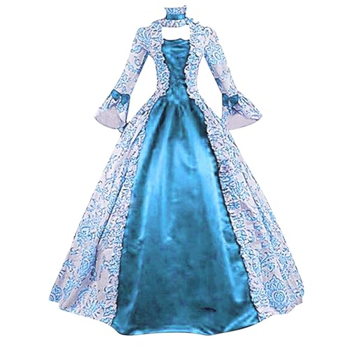Damen Mittelalterliche Viktorianischen Königin Kleid Langarm Mittelalter Renaissance kostüm Gothic Lolita Party Rokoko Puffärmel Maxikleid Medieval Dress von Generic