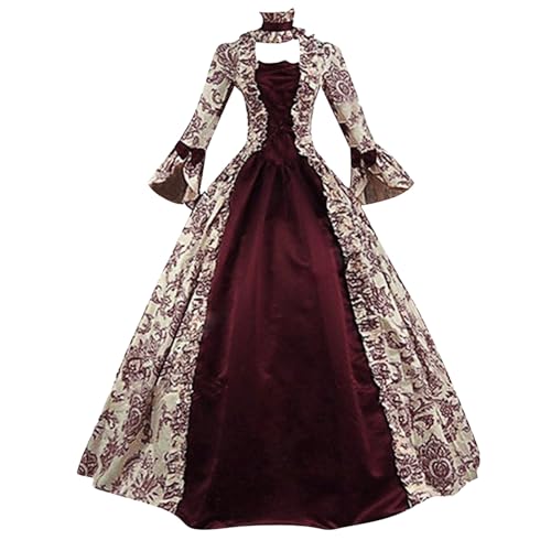 Damen Mittelalterliche Viktorianischen Königin Kleid Langarm Mittelalter Renaissance kostüm Gothic Lolita Party Rokoko Puffärmel Maxikleid Medieval Dress Damen Mittelalterliche Viktorianischen Königin Kleid Langarm Mittelalter Renaissance kostüm Gothic Lolita Party Rokoko Puffärmel Maxikleid Medieval Dress von Generic