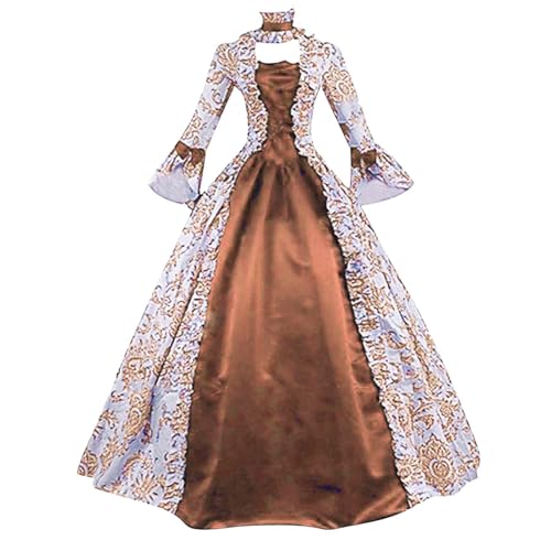 Damen Mittelalterliche Viktorianischen Königin Kleid Langarm Mittelalter Renaissance kostüm Gothic Lolita Party Rokoko Puffärmel Maxikleid Medieval Dress von Generic
