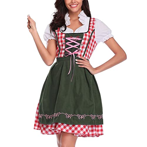 Damen Party Ethno Deutsches Oktoberfest Kleid Klassische Mode Dirndl Kleider Frauen Trachten Dienstmädchen Kostüm von Generic