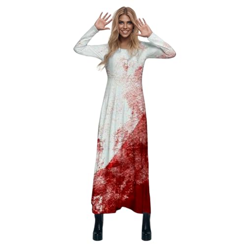Damen Retro Mittelalter TrompetenäRmel Maxikleid Kleider FüR Halloween Karneval Gothic Rmelloses Vintage Cosplay Fasching Mottoparty Schicke von Generic