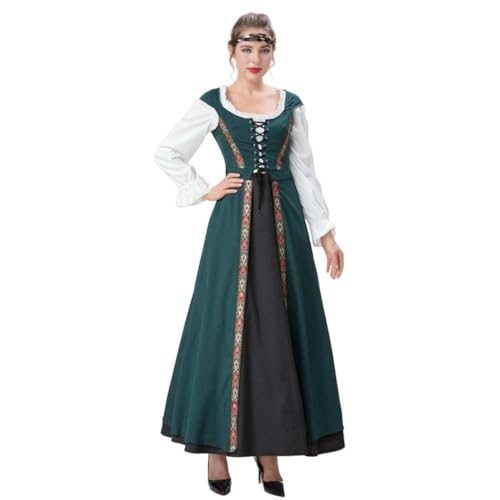 Damenkleid aus dem 18. Jahrhundert Renaissance, langes Kleid, Halloween, Maskerade, Party, Vitorianisch, Gothic, Schnürschuh, Ballkleid (01# Grün, M) von Generic