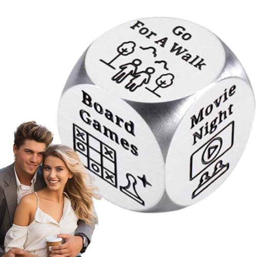 Datum Würfelspiel, Edelstahl Entscheidungswürfel | Date Night Kreatives Würfelspiel Paare Entscheidung Würfel,Spielzubehör Ideen Stahl Neuheit Spielzeug für Valentinstag und Verja von Generic