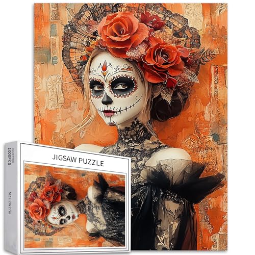 Day of Dead Prinzessinnen-Halloween-Fantasie-Puzzle, 1000 Teile, 68,6 x 50,8 cm, Kunst, Aktivität, anspruchsvolle Familienaktivitäten, Spiele, bunt, DIY-Bastelpuzzle für Heimdekoration, Geschenke Day of Dead Prinzessinnen-Halloween-Fantasie-Puzzle, 1000 Teile, 68,6 x 50,8 cm, Kunst, Aktivität, anspruchsvolle Familienaktivitäten, Spiele, bunt, DIY-Bastelpuzzle für Heimdekoration, Geschenke von Generic