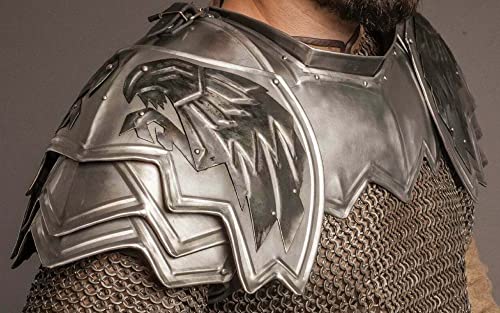 Designer Schulterschutz aus Stahl Wikinger Schulter Ritter Rüstung Schulter Mitte Jahrhundert Reenactment LARP tragbar Cosplay Schulter Kampf Krieger Kostüm, Silber Designer Schulterschutz aus Stahl Wikinger Schulter Ritter Rüstung Schulter Mitte Jahrhundert Reenactment LARP tragbar Cosplay Schulter Kampf Krieger Kostüm, Silber von Generic