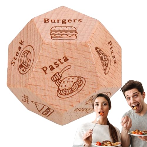 Dice for Night Termin - kreative Holzwürfel für Essensideen, lustiges Tischspiel mit Essen für romantische Abende, Überraschungs -Dinner -Auswahl für zwei, Würfel für intimes Abendessen mit Rezepten o von Generic