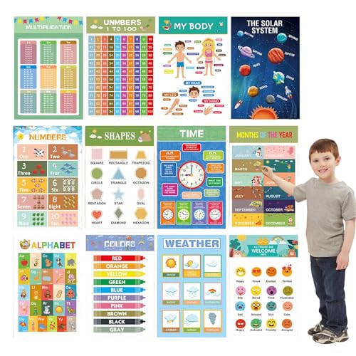 Didaktische Poster - Lehrdiagramme für Klassenzimmer | Alphabet Zahlen 12 Stück Stundenpläne Haus Spiel Schule Reise Entwicklung Geschicklichkeit Kinder Mädchen Didaktische Poster - Lehrdiagramme für Klassenzimmer | Alphabet Zahlen 12 Stück Stundenpläne Haus Spiel Schule Reise Entwicklung Geschicklichkeit Kinder Mädchen von Generic