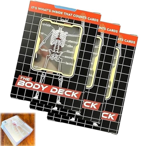 Die Körpersspielkarten, menschliches Skelett Spielen Karten, interessante Anatomie -Kunstkartendeck, transparentes digitales Spiel, Medizinstudenten und Kartensammler Bildungsgeschenke (3pcs) von Generic