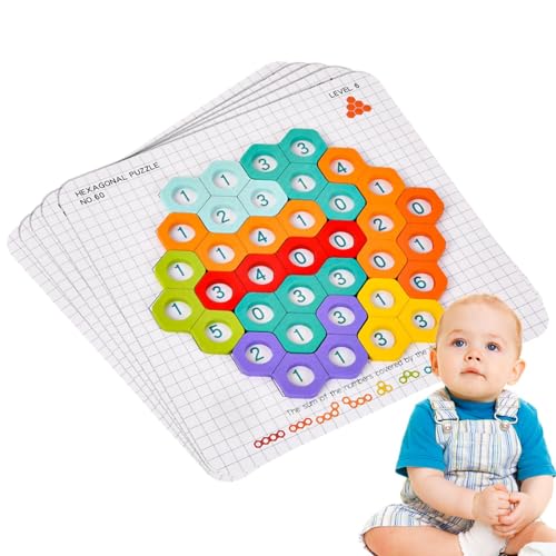 Digital Puzzle Holz Puzzle Digital Puzzle für Kleinkinder 1-3 Jahre alt Puzzle Zahlenabgleich Puzzle Tangram Hexagonal Puzzle Früherziehung Spielzeug für Thanksgiving von Generic