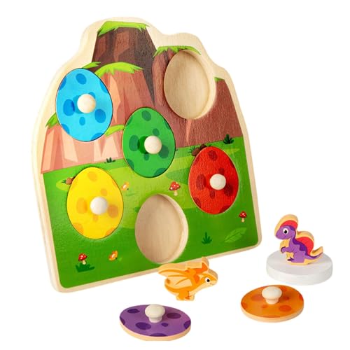 Dinosaurier-Ei aus Holz, Dinosaurier-Ei-Puzzle – sensorische Assoziationsspiele aus Holz, mehrschichtiges Dinosaurierspielzeug in verschiedenen Farben, Sortierformen von Generic