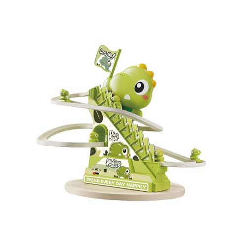 Dinosaurier-Kletterrutsche, Musikspielzeug, Dinosaurier-Klettertreppenspielzeug, Dinosaurier-Treppensteigerspielzeug, Rennstreckenspiel, Rutschenrollenspielzeug für (Green, 14.5x8x19cm) von Generic