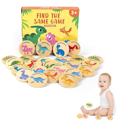 Dinosaurier Memory Game - Karten -Matching -Spiel, Dinosaurierspielzeug | Board Memory Match-Spiel für Kinder 4-8, pädagogische Dinosaurierspielspielzeug, Rundstapelspielzeug von Generic