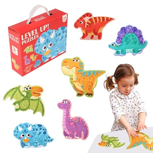 Dinosaurier-Spiel, Puzzle in verschiedenen Formen – Cartoon-Traffic/Dinosaurier-Spiel für Kinder, Lernaktivitäten im Vorschulalter, Travel Toys for Entertainment von Generic